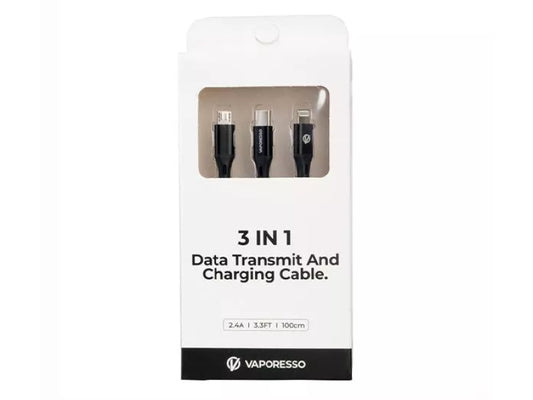 VAPORESSO Charging Cable - 3 IN 1 USB to Lightning and Micro USB, 2.4 A, 1 m