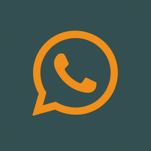 WhatsApp Icon, Orangener Text,Grüner Hintergrund